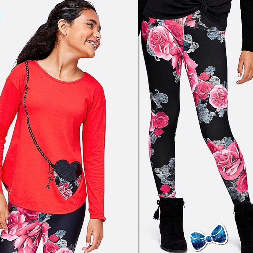 Justice Pocket Purse Long Sleeve & Floral Leggings